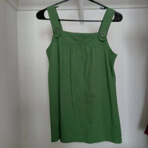 Vintage Y2K Fashion Express Cotton Blend Green Tank Top with Button Detail